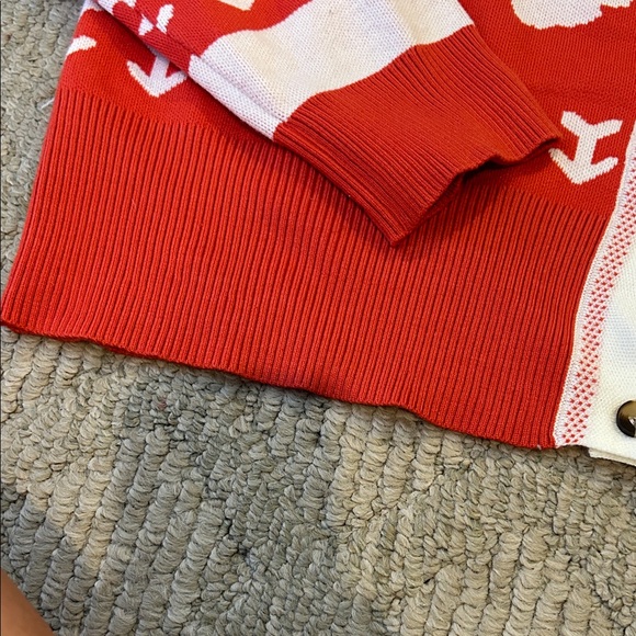 Floral Orange-Red Women's Sweater - Picture 8 of 9